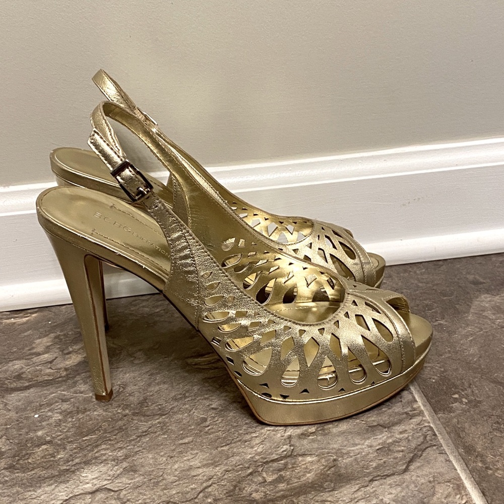 Bcbgeneratio Platform Open Toe Sling Back Heels. - image 1